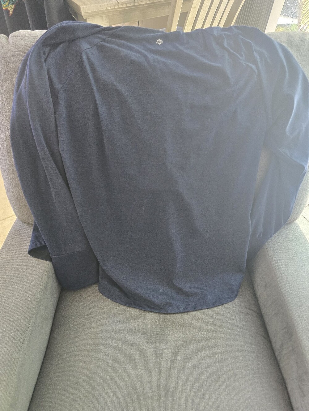Tangerine Deep Navy Drawstring Neck Pullover - Picture 4 of 5